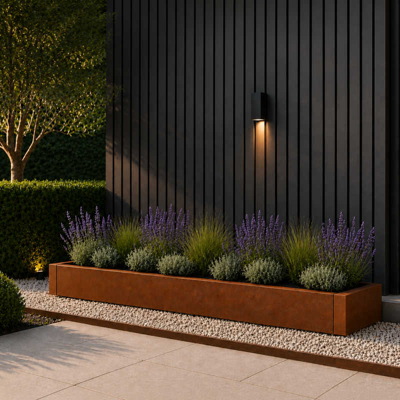 Corten steel 400mmm high planter