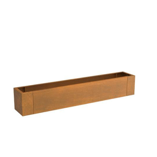 Linnear Rectangular 400mm Planter GardenEdgingOnline.com Modular edge, retaining wall, garden border & edge, Corten steel, weathering steel planter tub.