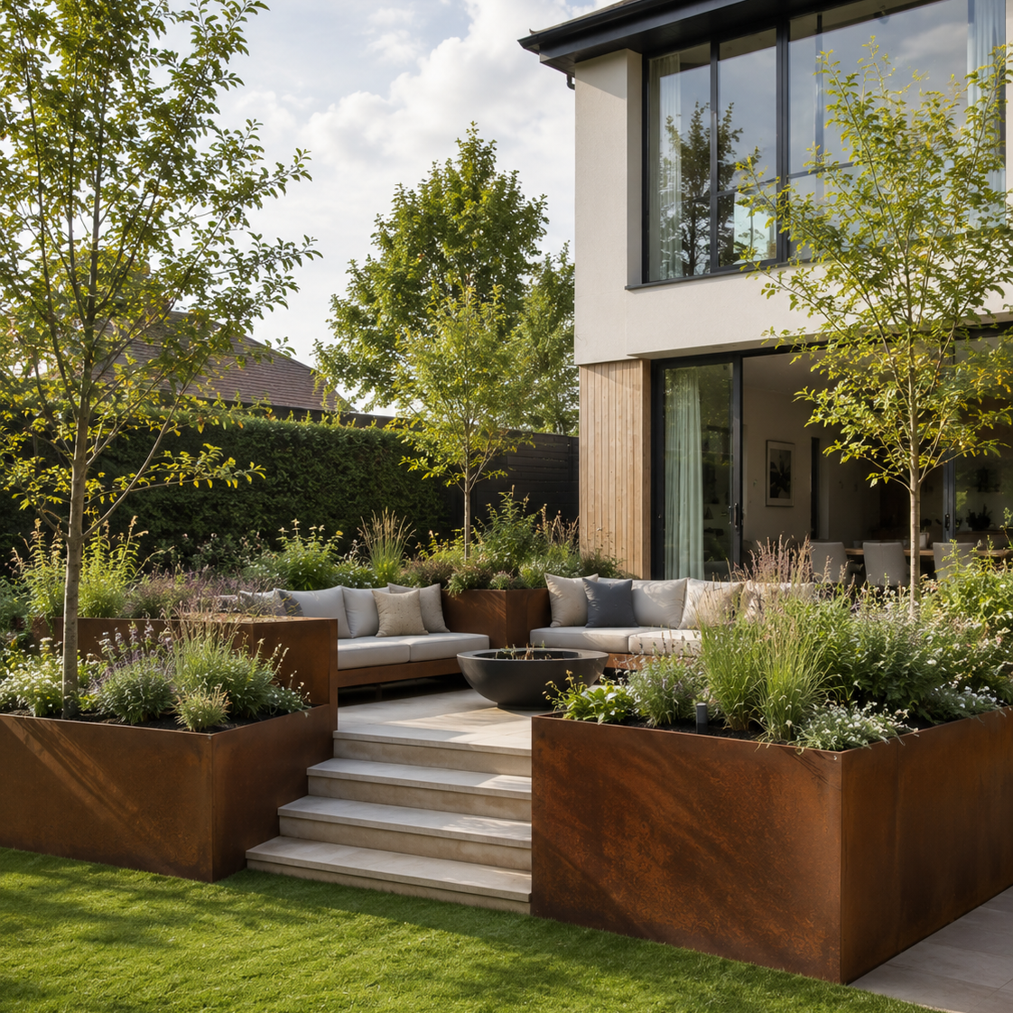 Contour Raised bed Corten - 600mm High GardenEdgingOnline.com