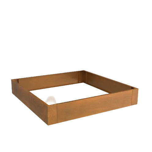 Linnear Square 400mm planter GardenEdgingOnline.com. Modular edge, retaining wall, garden border & edge, Corten steel, weathering steel planter tub.