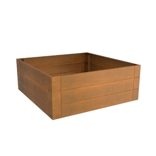 Linnear Square 1200mm Planter GardenEdgingOnline.com Modular edge, retaining wall, garden border & edge, Corten steel, weathering steel planter tub.