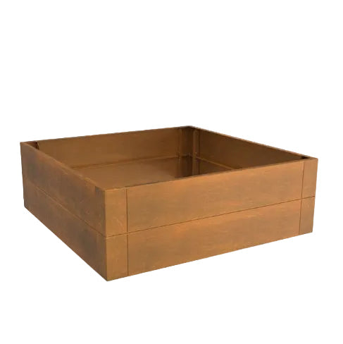 Linnear Square 800mm Planter GardenEdgingOnline.com. Modular edge, retaining wall, garden border & edge, Corten steel, weathering steel planter tub.